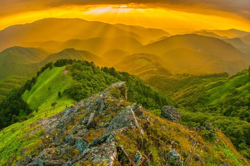 Green Mountains at Sunset