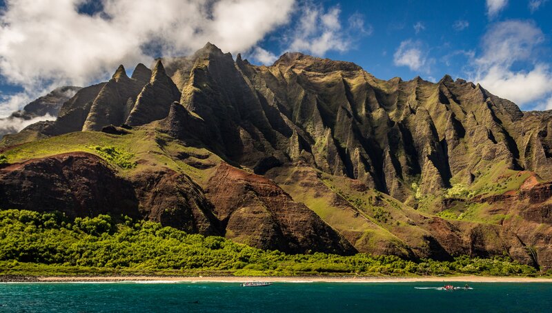 Green Mountains by Ocean