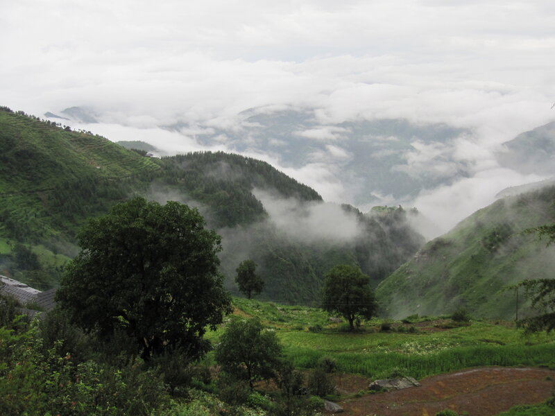 Green Mountains in Fog