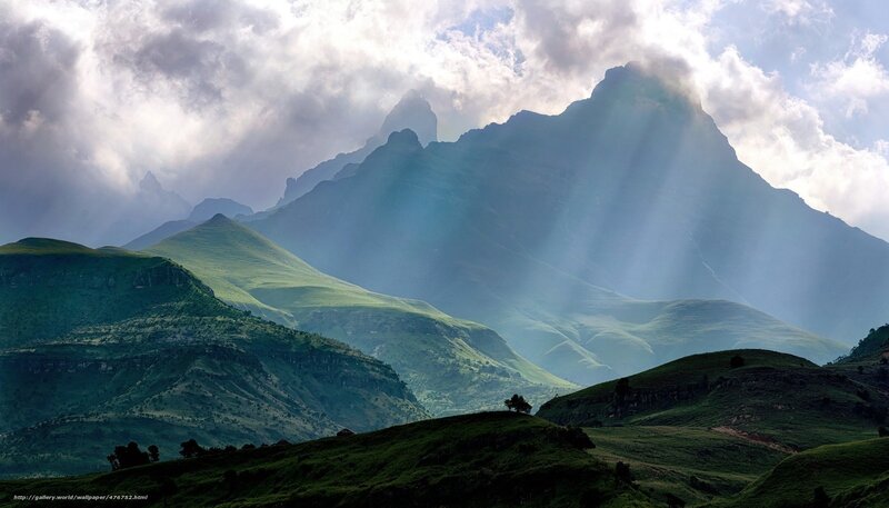 Green Mountains under Clouds — Dramatic, Morning