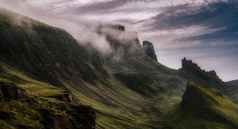Green Mountains with Fog