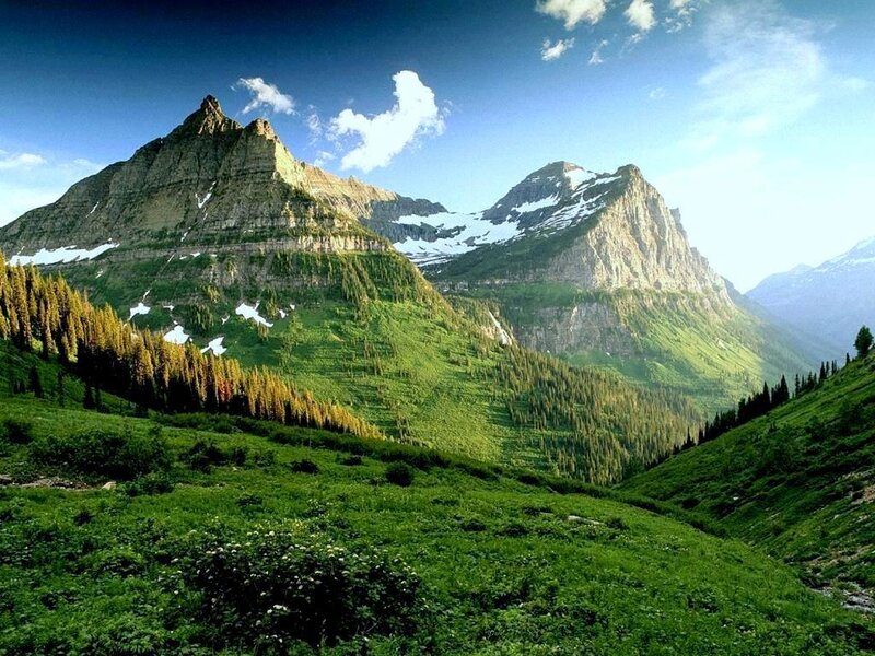 Green Mountains with Snow — Serene, Afternoon