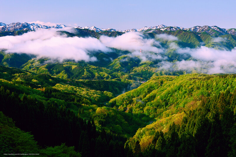 Green Mountains with Snow — Serene