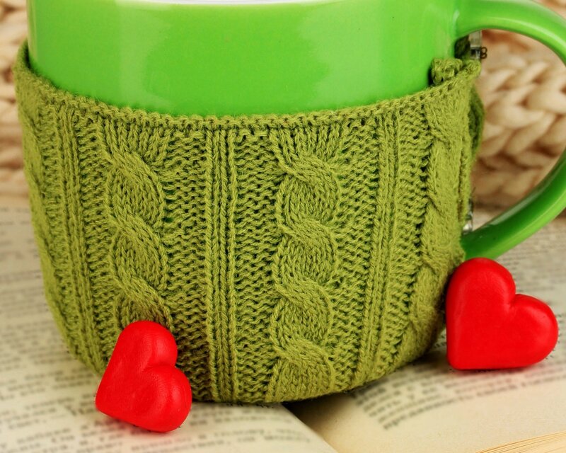 Green Mug with Cozy — Photograph