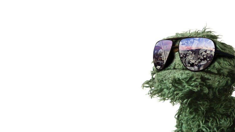 green muppet with sunglasses