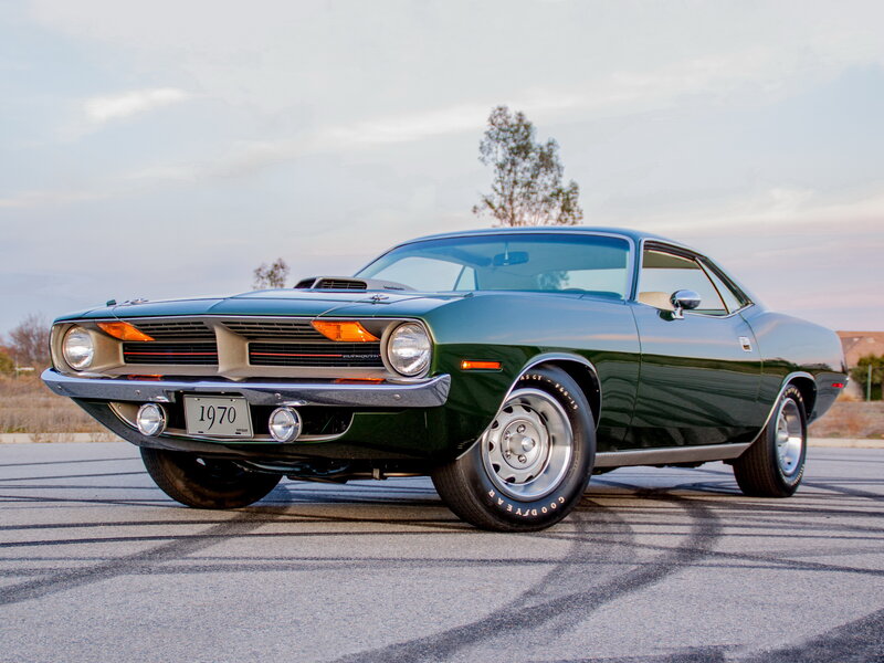Green Muscle Car — Calm, Sunset