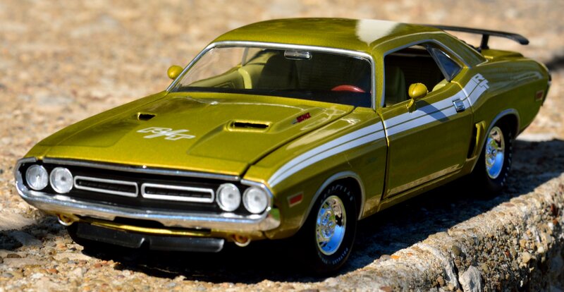 Green Muscle Car — Dramatic, Afternoon, Photograph, Gravel
