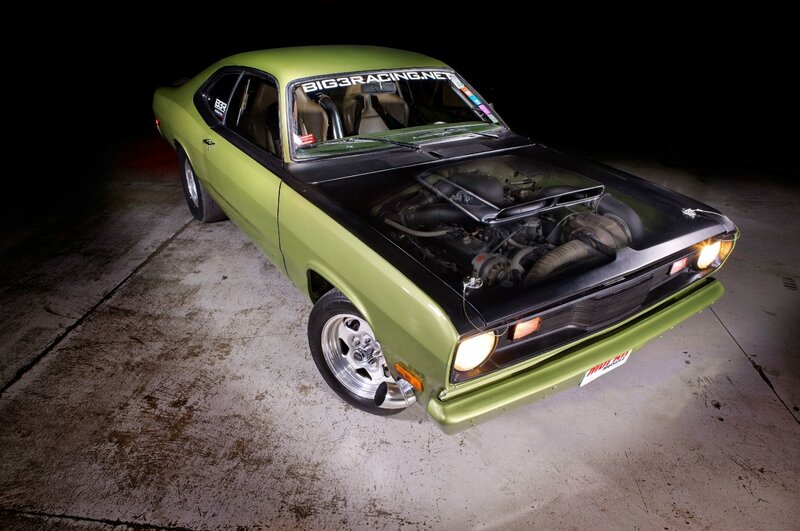 Green Muscle Car — Dramatic, Night, Photograph