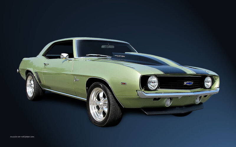 Green Muscle Car — Dramatic, Photograph, Black Stripes