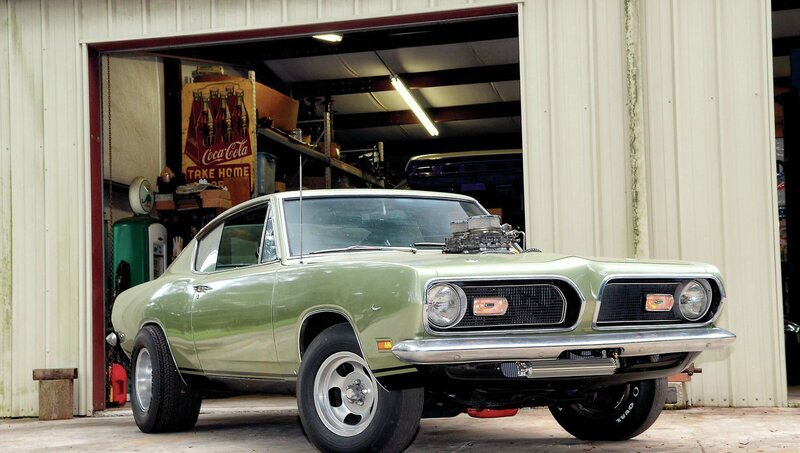 Green Muscle Car — Dramatic, Photograph, Garage