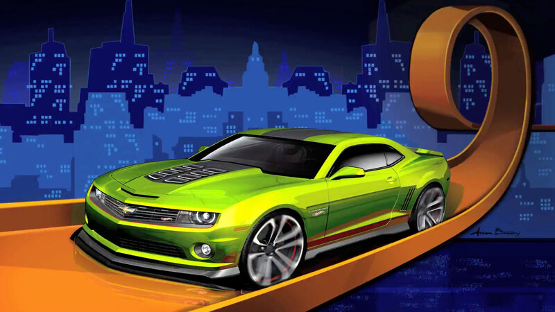 Green Muscle Car — Dynamic, Night