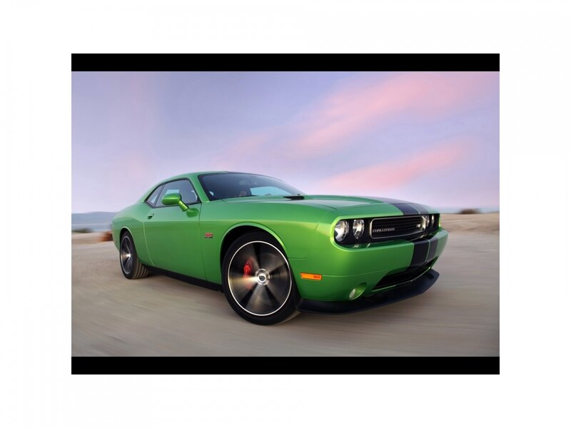 Green Muscle Car — Dynamic, Sunset