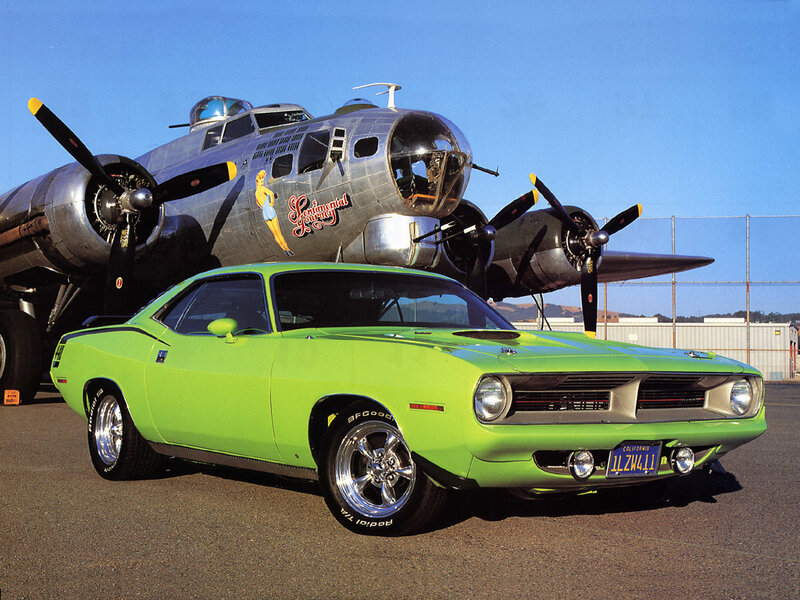 Green Muscle Car — Lime Green, Dramatic, Afternoon, Photograph, Airplane, Propeller