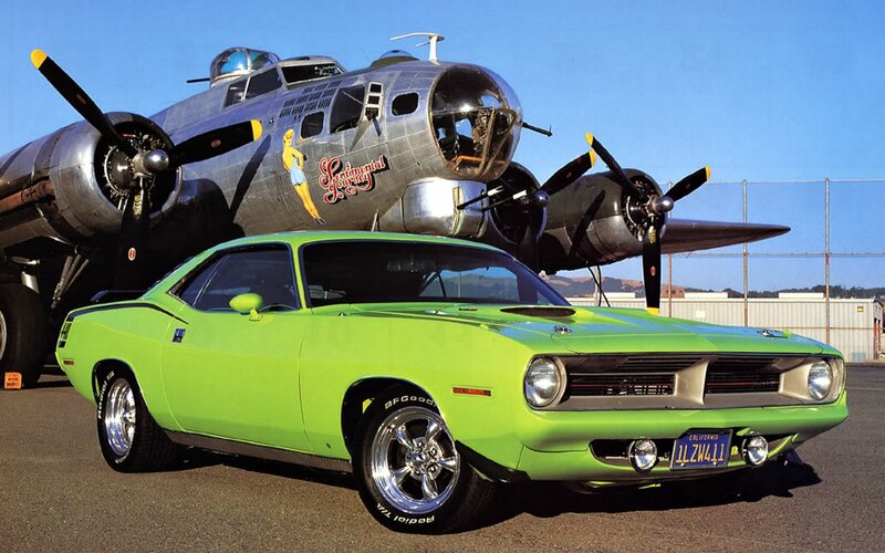 Green Muscle Car — Lime Green, Dramatic, Afternoon, Photograph, Airplane