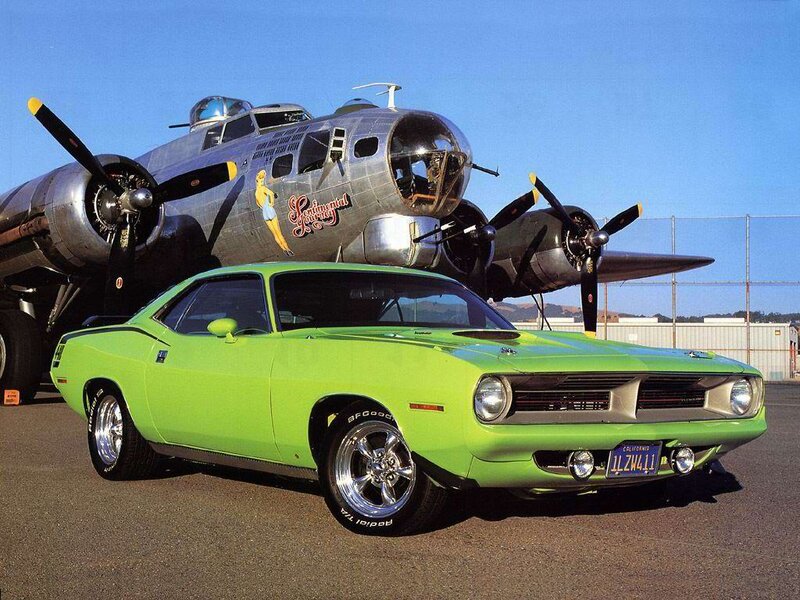 Green Muscle Car — Lime Green, Dramatic, Afternoon