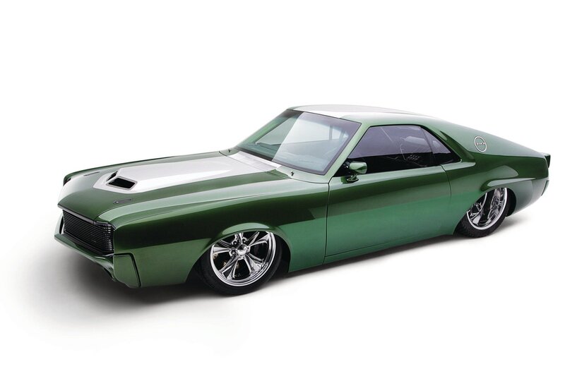 Green Muscle Car — Neutral, Photograph, White Stripe