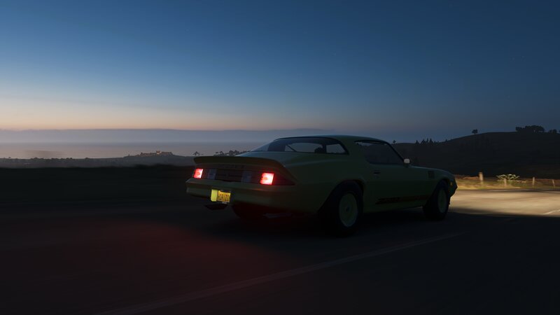 Green Muscle Car — Serene, Sunset
