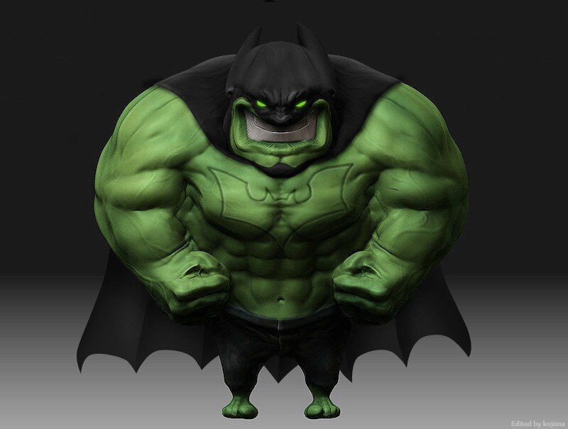 Green Muscular Bat Character