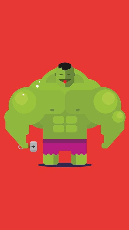 Green Muscular Character — Red
