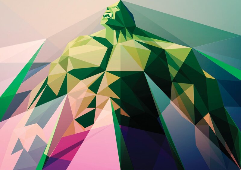 Green Muscular Figure — Dramatic, Digital Art