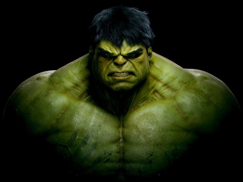 Green Muscular Humanoid — Intense, 3d Render, Black Hair