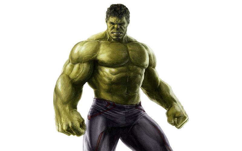 Green Muscular Man — Aggressive, Digital Art, Pants