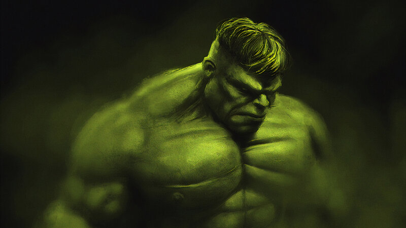 Green Muscular Man — Dramatic, Digital Art, Green Skin