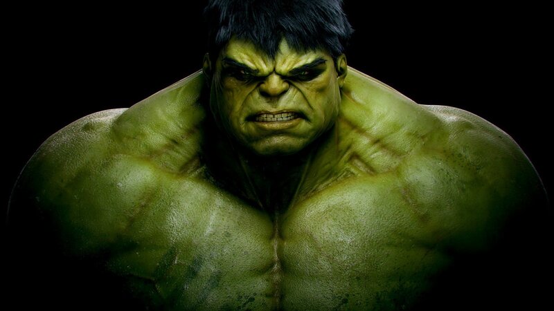 Green Muscular Man — Intense, 3d Render, Angry, Black Hair