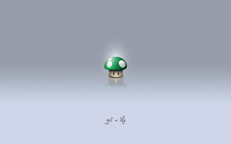 Green Mushroom Character — Gray