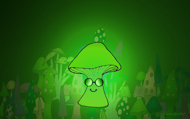 Green Mushroom Character — Whimsical