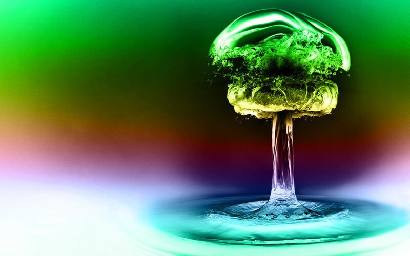 Green mushroom cloud explosion