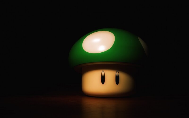 Green Mushroom Lamp — Dramatic, Night, 3d Render