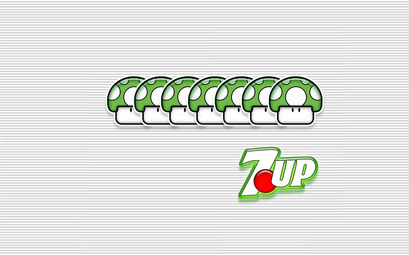 Green Mushrooms in a Row — White, Neutral, Digital Art