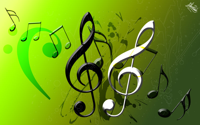 green music notes background