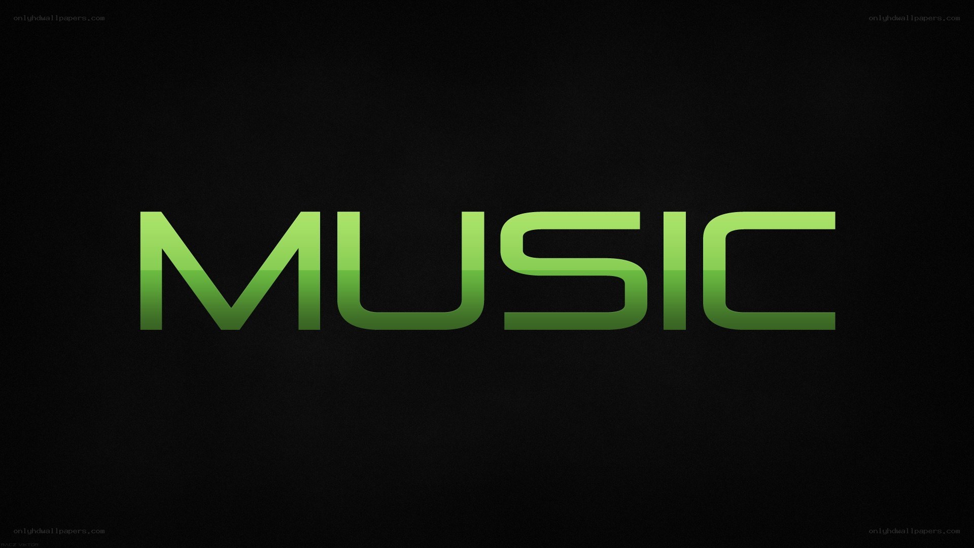 green music text on black