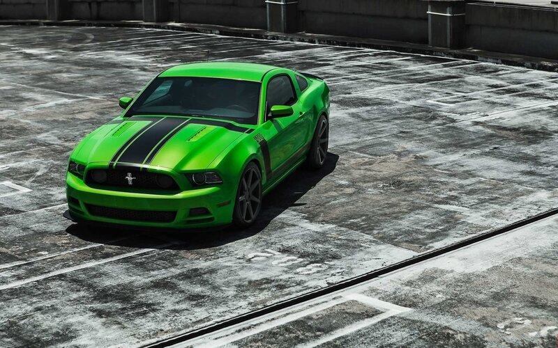 Green Mustang Car — Dramatic, Afternoon