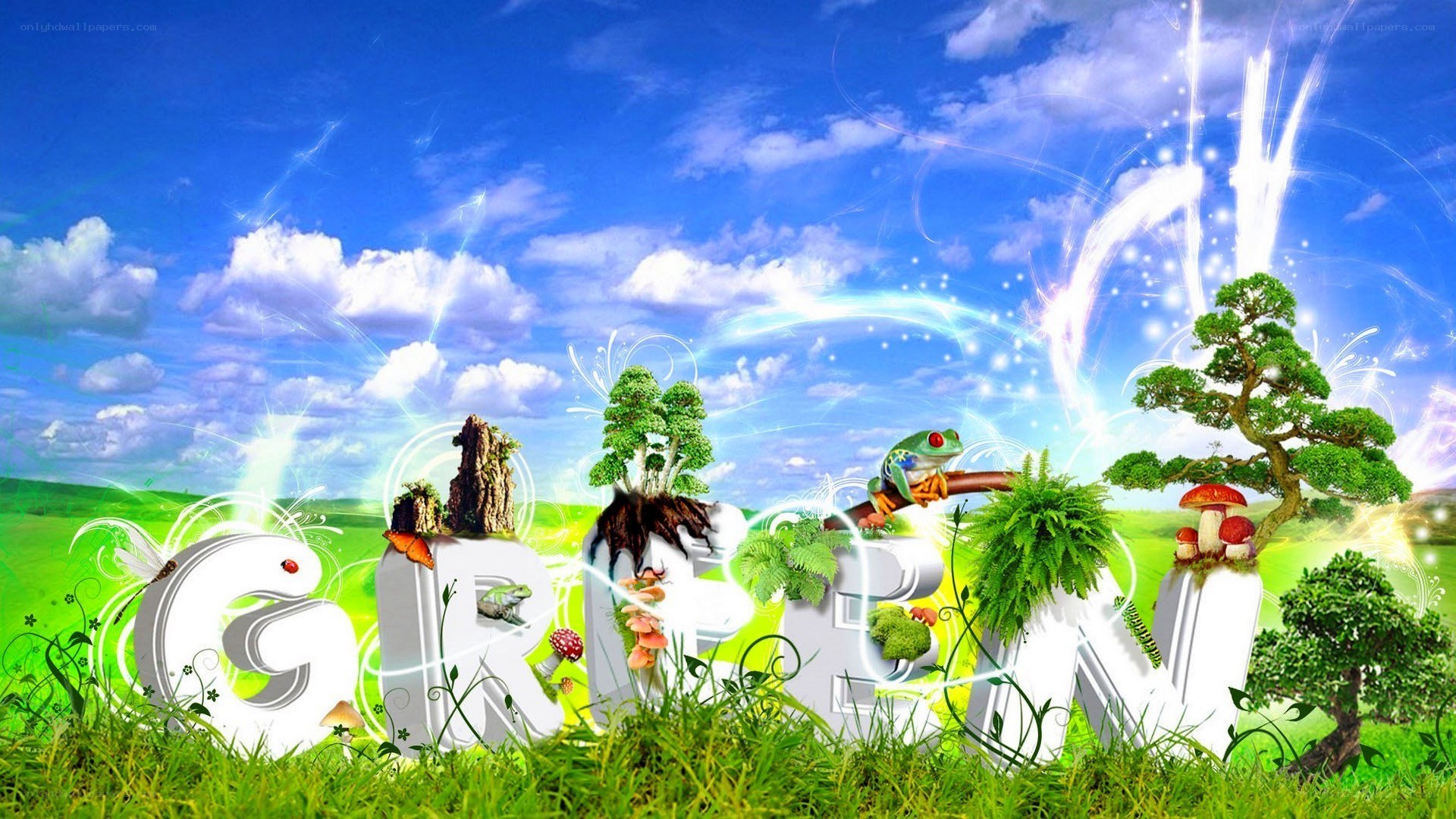 Green nature word art