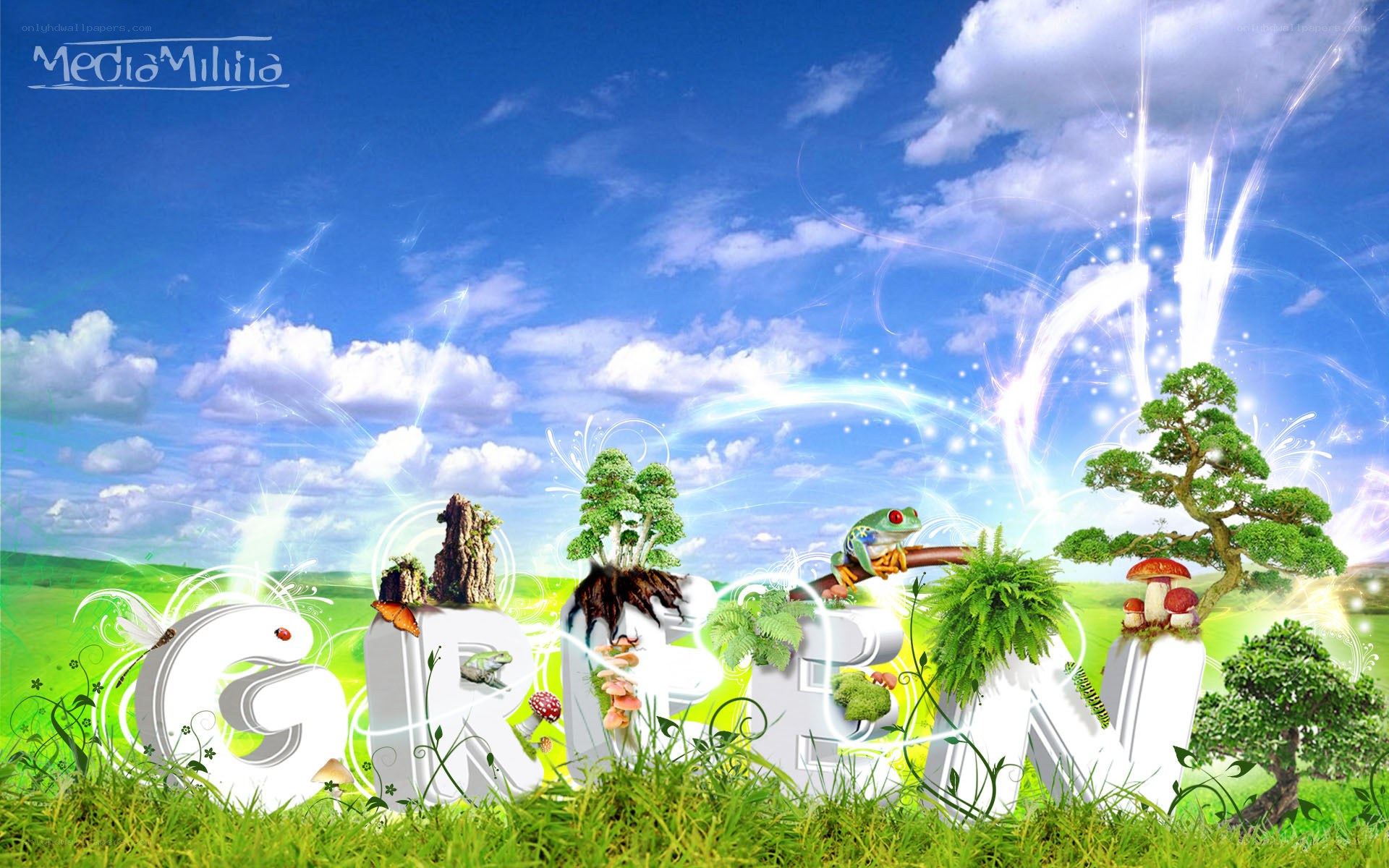 green nature word art