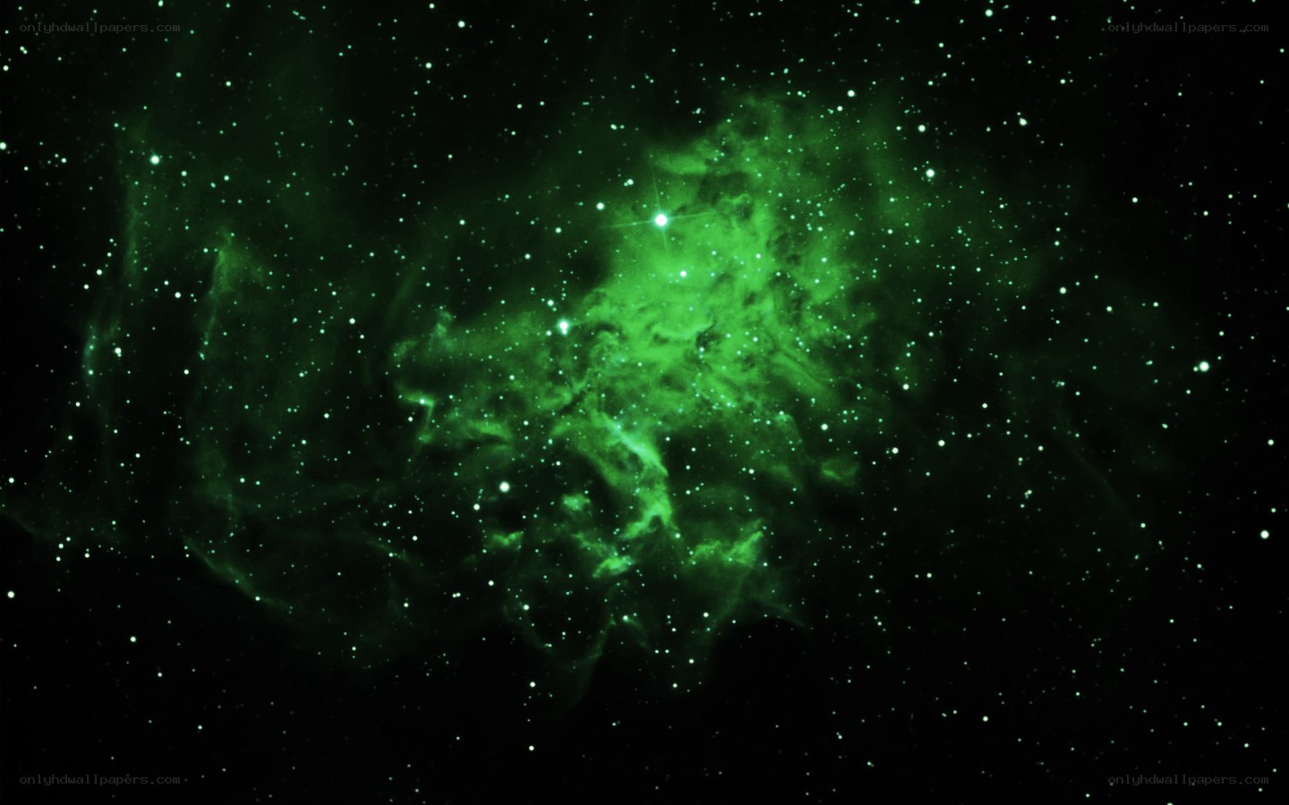 Green nebula in space