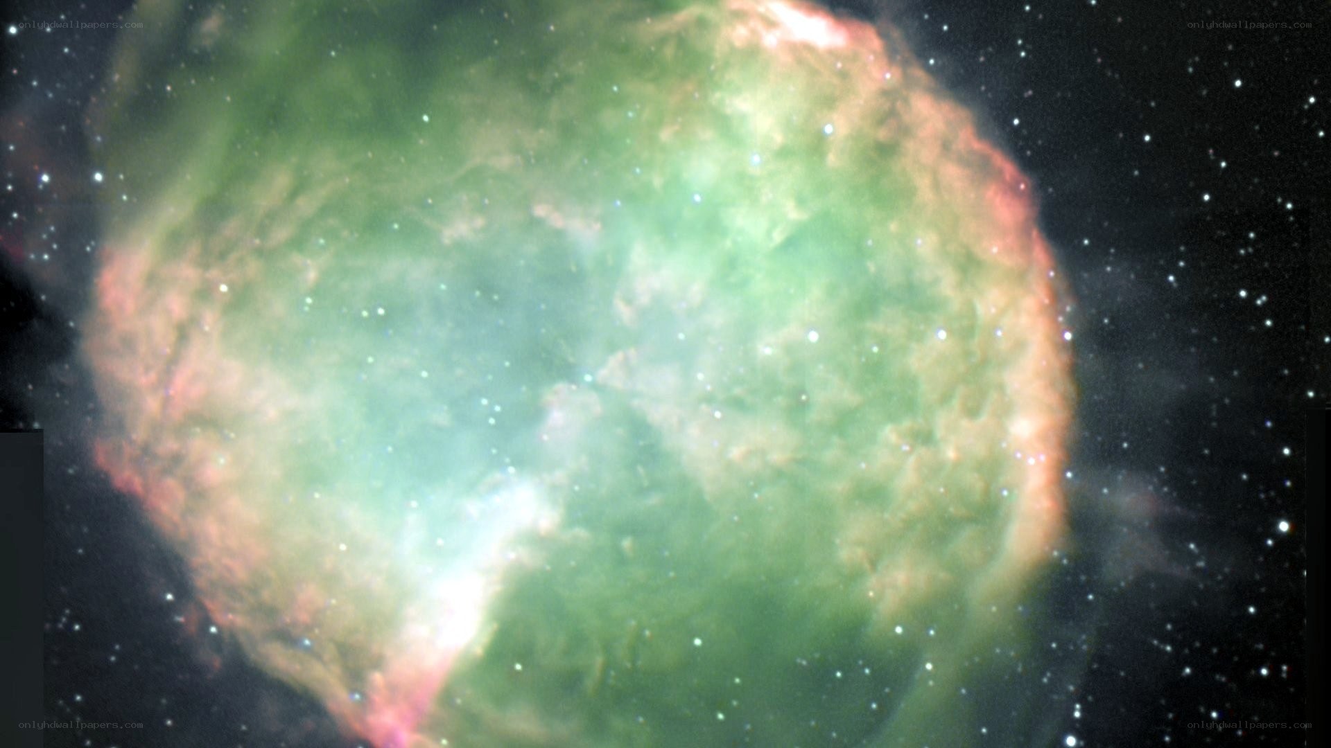 Green nebula in space