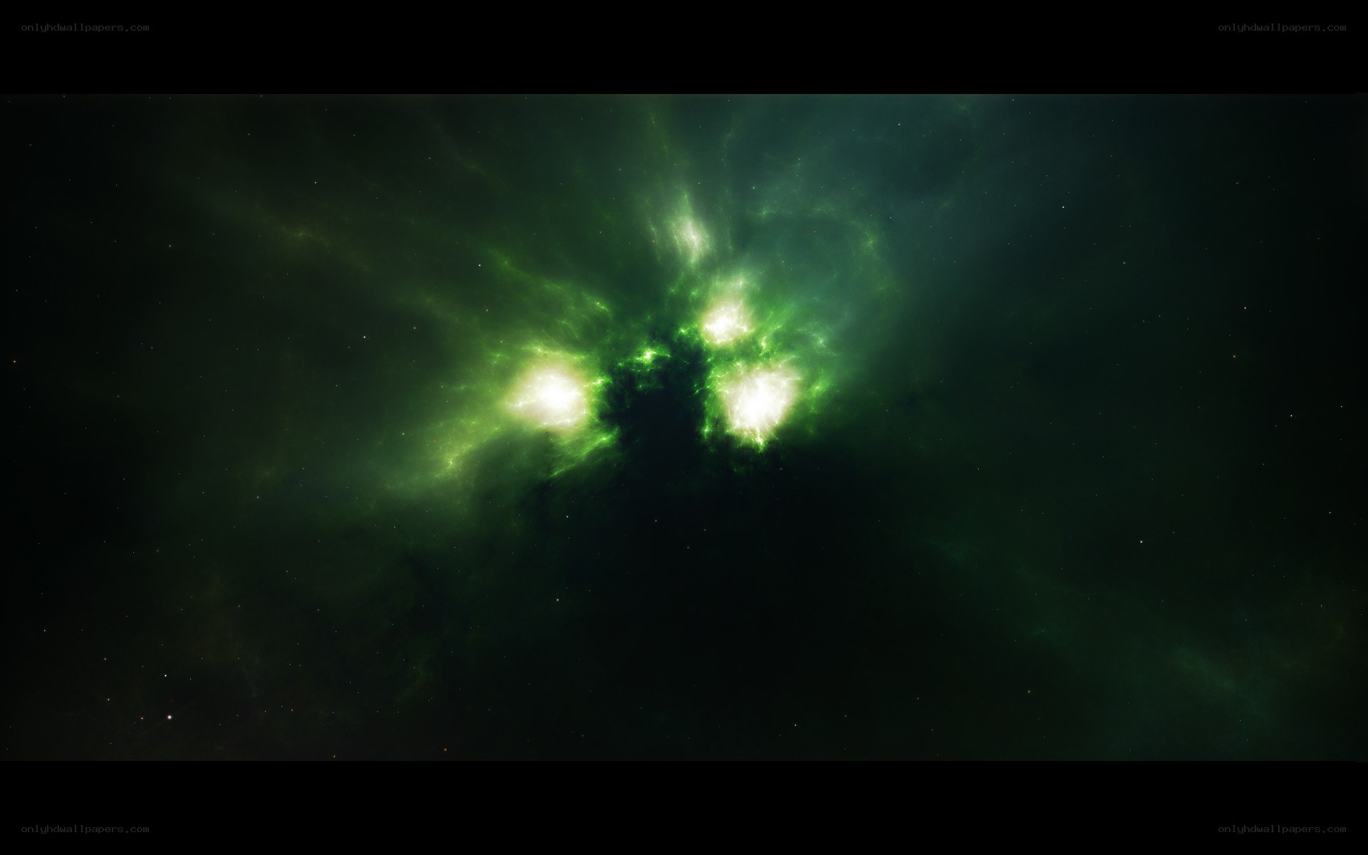 Green nebula in space
