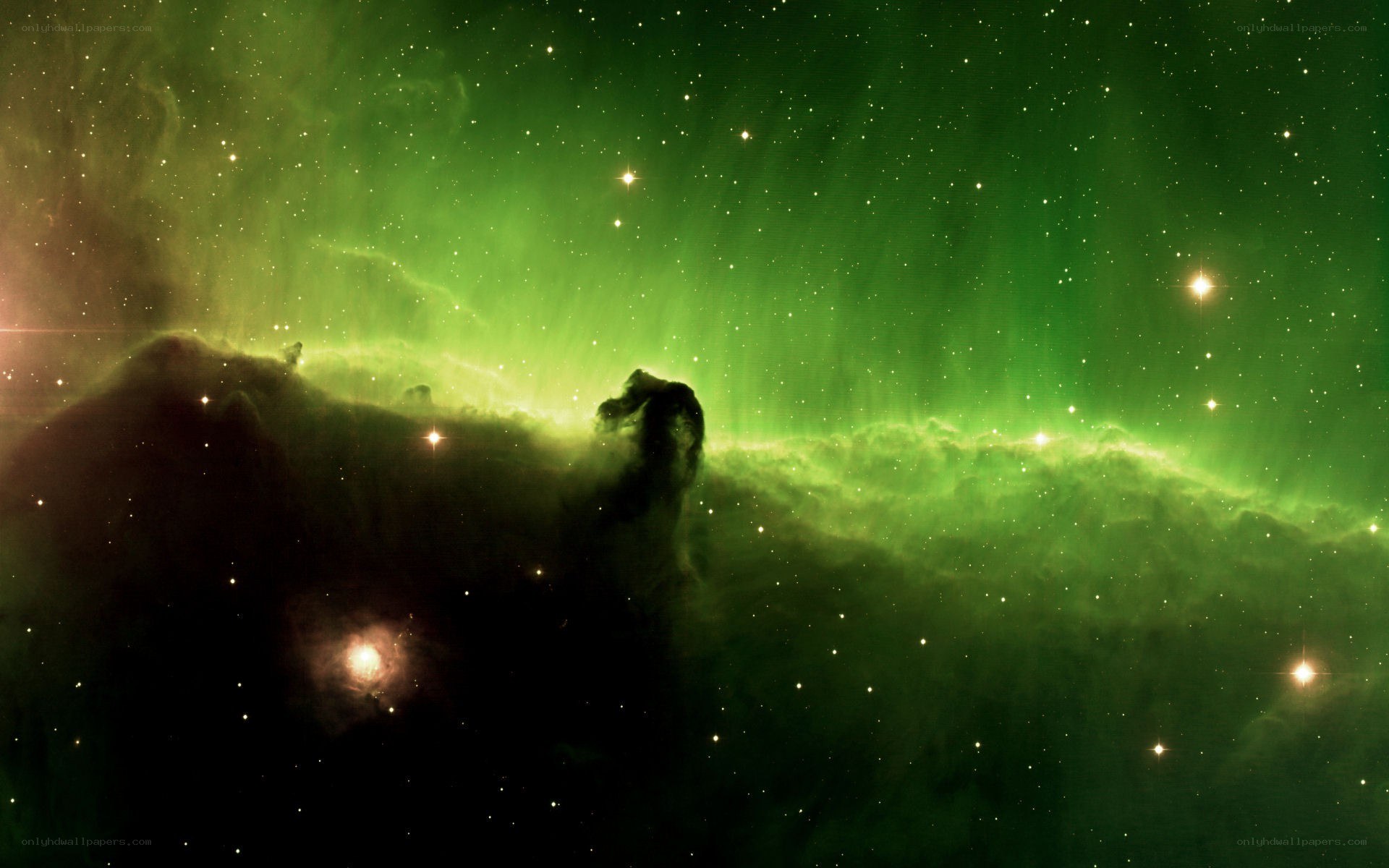 Green nebula in space