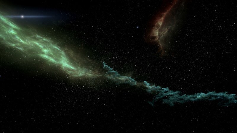 Green Nebula in Space — Black