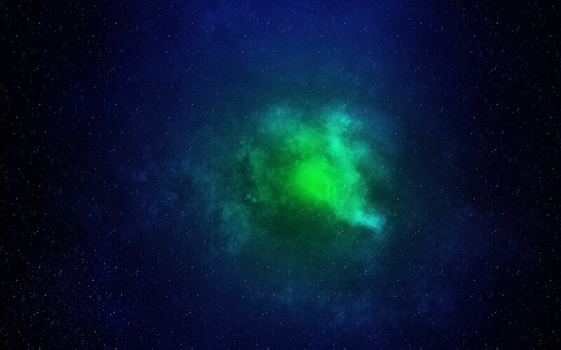 Green Nebula in Space — Blue