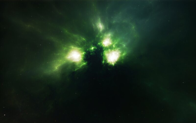 Green Nebula in Space — Cosmic, Digital Art
