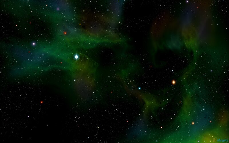 Green Nebula in Space — Cosmic, Night