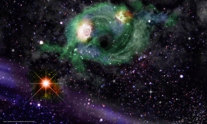 Green Nebula in Space — Dramatic, Photograph