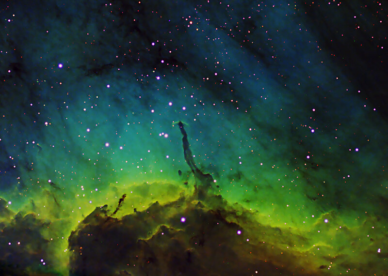 Green Nebula in Space — Dramatic