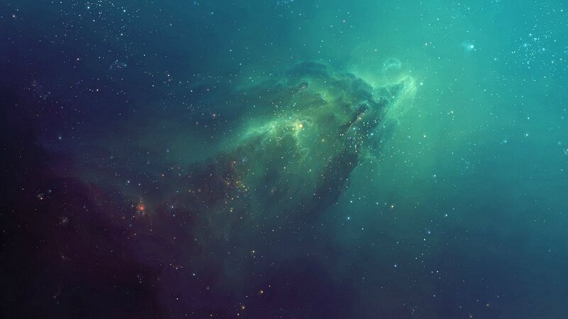 Green Nebula in Space — Teal, Serene, Night
