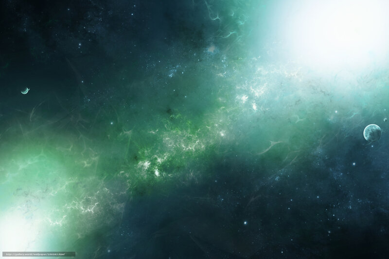 Green nebula in space
